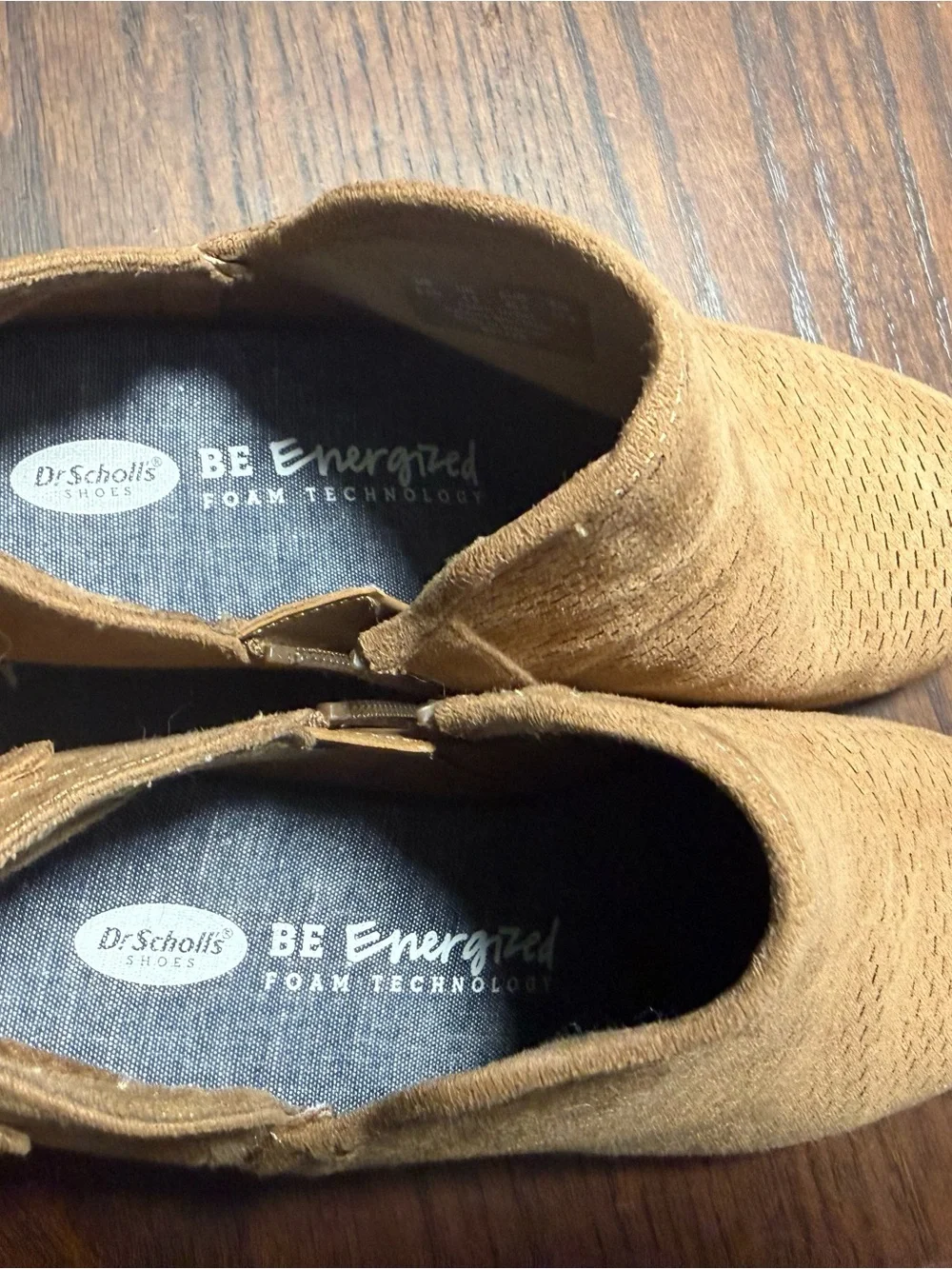 Dr. Scholl's Tan Suede Perforated Ankle Booties